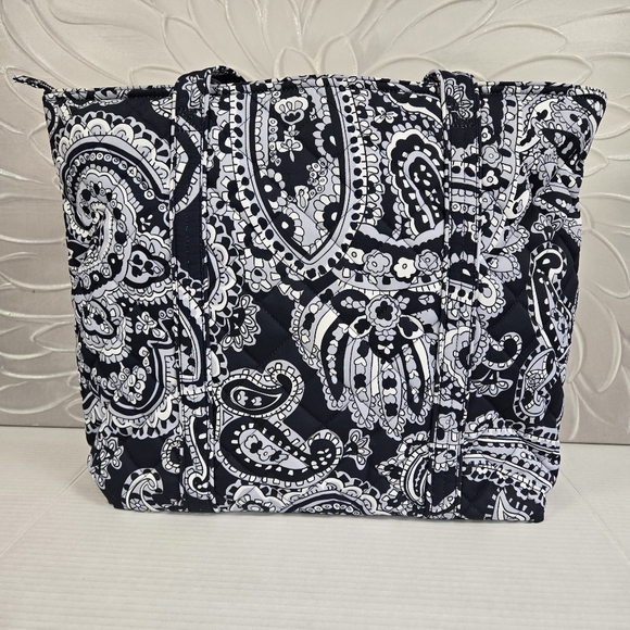 Vera Bradley Iconic Vera Tote Bag Deep Night Paisley Neutral - Picture 2 of 11